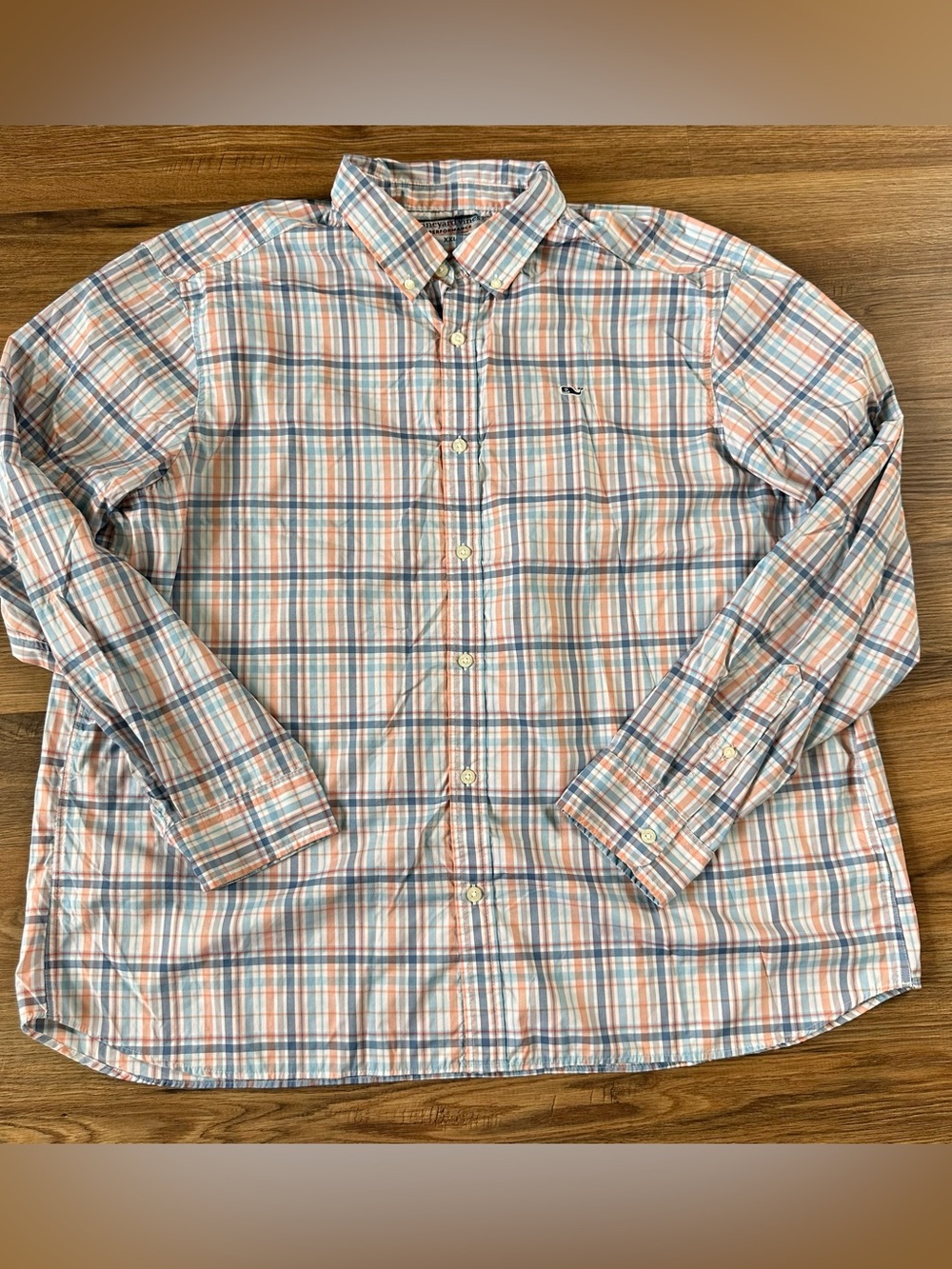 Vineyard Vines Performance Classic Fit Whale Shirt Button Men XXL Blue Plaid EUC - Picture 2 of 11